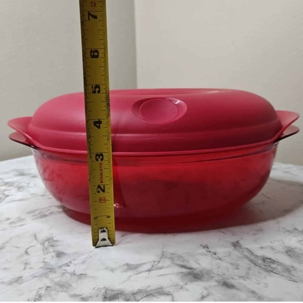 Tupperware 2.0L Micro-Fix Casserole Dish Red Vented Lid Microwave Cookware